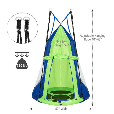 Blue and Green 100cm Hanging Tree Nest Swing 2 in 1