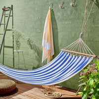 Borne Blue and Natural Striped Hammock with Spreader Bar