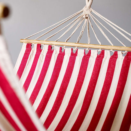 Borne Red and Natural Striped Hammock with Spreader Bar