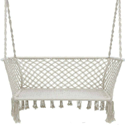 Camping Hammock Chair Patio Swing Hammocks Portable Cotton Rope Cream