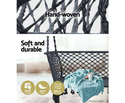 Camping Hammock Chair Patio Swing Hammocks Portable Cotton Rope Grey