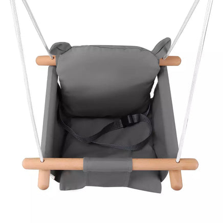 Canvas Baby Swing Wooden Hanging Swing Seat w/Safety Belt Baby Swing Chair