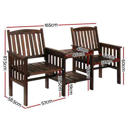 Classic Wooden Loveseat and Table – Ideal for Garden & Patio