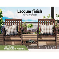 Classic Wooden Loveseat and Table – Ideal for Garden & Patio