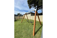 Commercial Double Swing Frame: In-Ground, Steel Top & Timber Legs