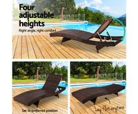 Day Bed Sun Lounge Set - Wicker & Rattan Outdoor Furniture in Brown