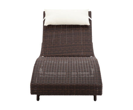 Day Bed Sun Lounge Set - Wicker & Rattan Outdoor Furniture in Brown