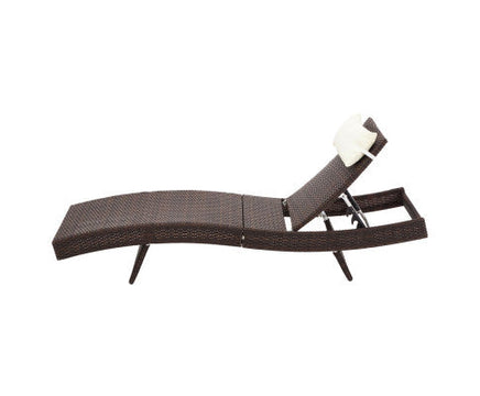 Day Bed Sun Lounge Set - Wicker & Rattan Outdoor Furniture in Brown