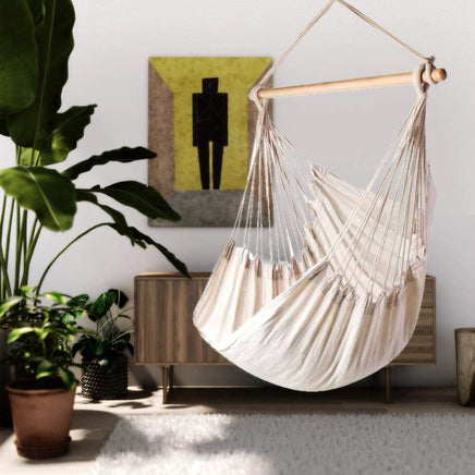 Deluxe Hanging Hammock Chair in Cream