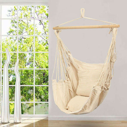 Deluxe Hanging Hammock Chair in Cream