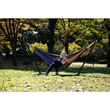 Double Cotton Hammock with Stand (Tropical)