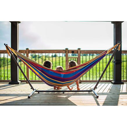 Double Cotton Hammock with Stand (Tropical)