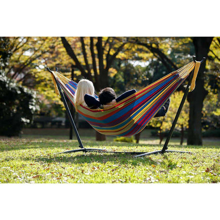 Double Cotton Hammock with Stand (Tropical)