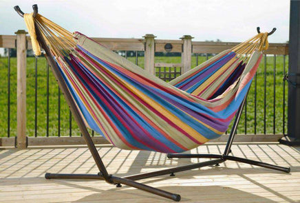 Double Cotton Hammock with Stand (Tropical)