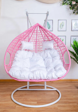 Double Hanging Egg Chair with Basket and Cushion