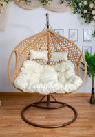 Double Hanging Egg Chair with Basket and Cushion