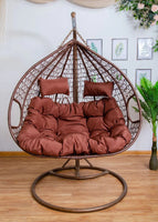 Double Hanging Egg Chair with Basket and Cushion