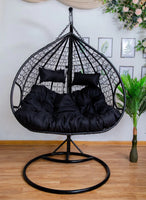 Double Hanging Egg Chair with Basket and Cushion