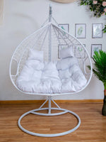 Double Hanging Egg Chair with Basket and Cushion