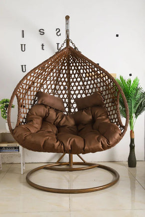 Double Hanging Egg Chair with Basket and Cushion