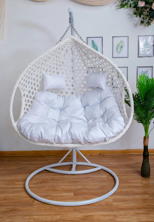 Double Hanging Egg Chair with Basket and Cushion