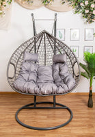 Double Hanging Egg Chair with Basket and Cushion