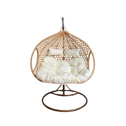 Double Hanging Egg Chair with Basket and Cushion