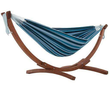 Double Size Hammock with Wooden Frame (Blue Lagoon)