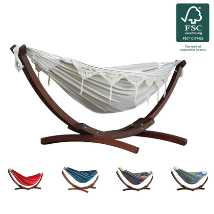 Double Size Hammock with Wooden Frame