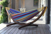 Double Size Hammock with Wooden Frame (Tropical)