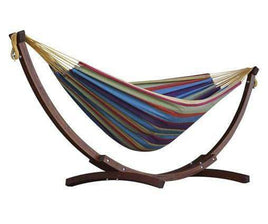 Double Size Hammock with Wooden Frame (Tropical)