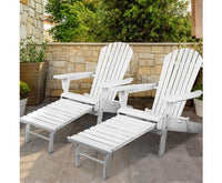 Double Wooden Outdoor Beach Deck Chair in White Colour