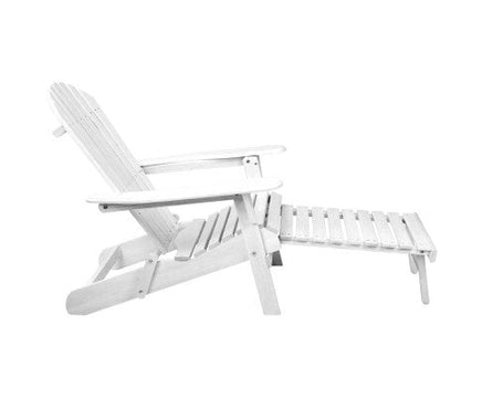 Double Wooden Outdoor Beach Deck Chair in White Colour