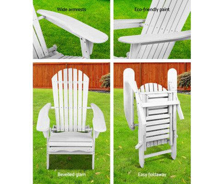 Double Wooden Outdoor Beach Deck Chair in White Colour