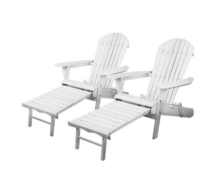 Double Wooden Outdoor Beach Deck Chair in White Colour