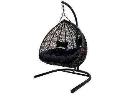 Duke Double Hanging Egg Chair in Black Stand