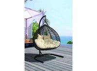 Duke Double Hanging Egg Chair in Black Stand