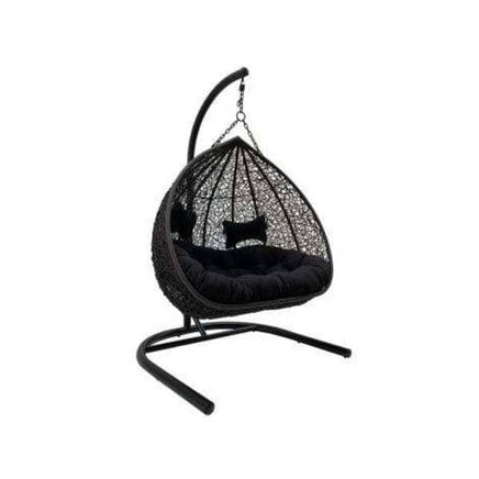 Duke Double Hanging Egg Chair in Black Stand