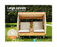 Duo Kids Outdoor Chaise Lounge Lounge Chair with Canopy and Cup Holders