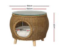 Durable Rattan Coffee Table with Pet Bed