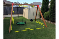 Free-Standing Double Swing Set with Cypress Timber & Metal Corners