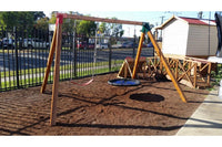 Free-Standing Double Swing Set with Cypress Timber & Metal Corners