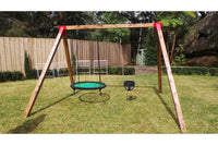 Free-Standing Double Swing Set with Cypress Timber & Metal Corners