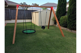 Free-Standing Double Swing Set with Cypress Timber & Metal Corners