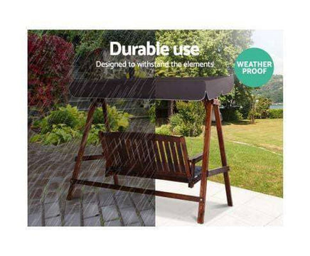 Garden Wooden Swing Chair Canopy 3 Seater Outdoor Furniture