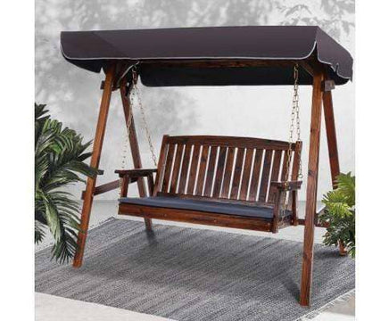 Garden Wooden Swing Chair Canopy 3 Seater Outdoor Furniture