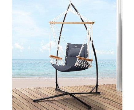 Grey Hammock Chair With Armrest With Hammock Chair Stand