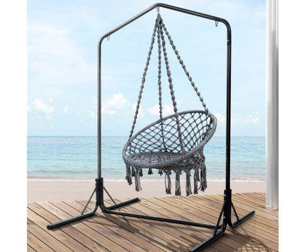 Grey Hammock Chair with Double Hammock Chair Stand