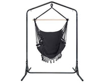 Grey Tassel Hammock Chair with Double Hammock Chair Stand