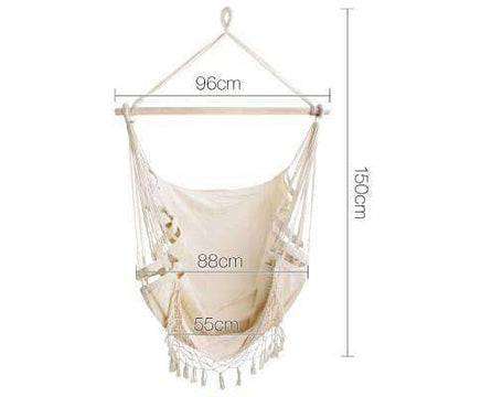 Hammock Chair in Cream with Tassels